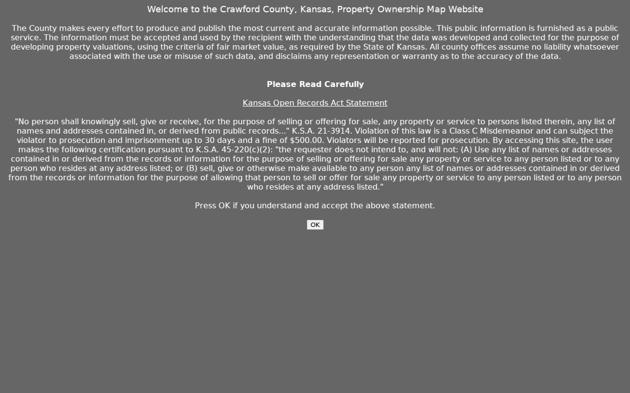 Crawford County ORKA gateway for Pittsburg street and parcel research