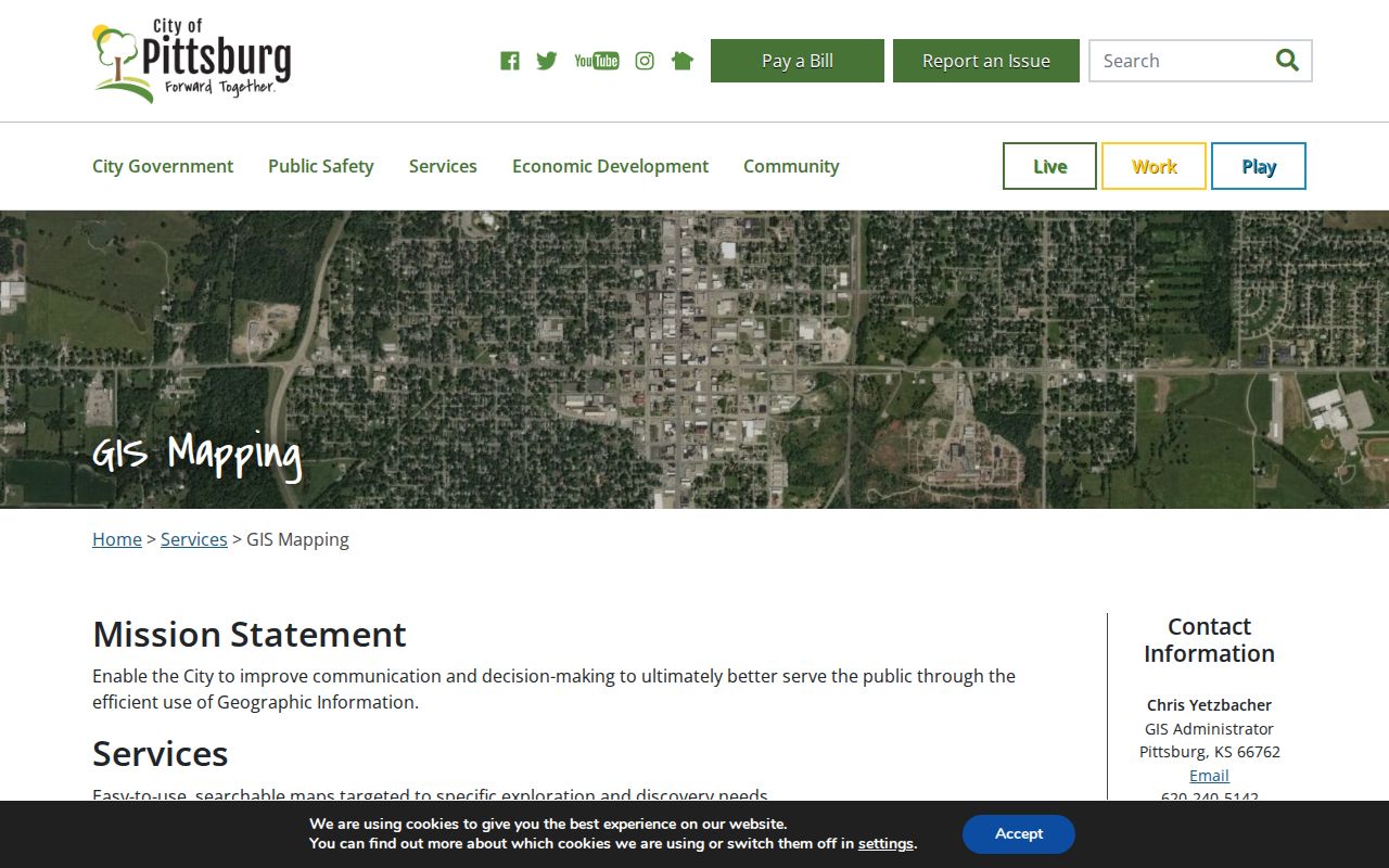 Pittsburg city GIS page used to compare historical directory addresses