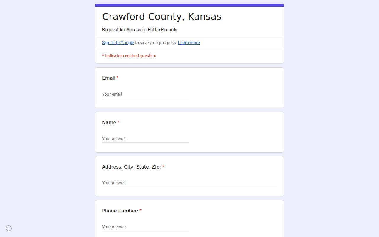 Crawford County online public records request form