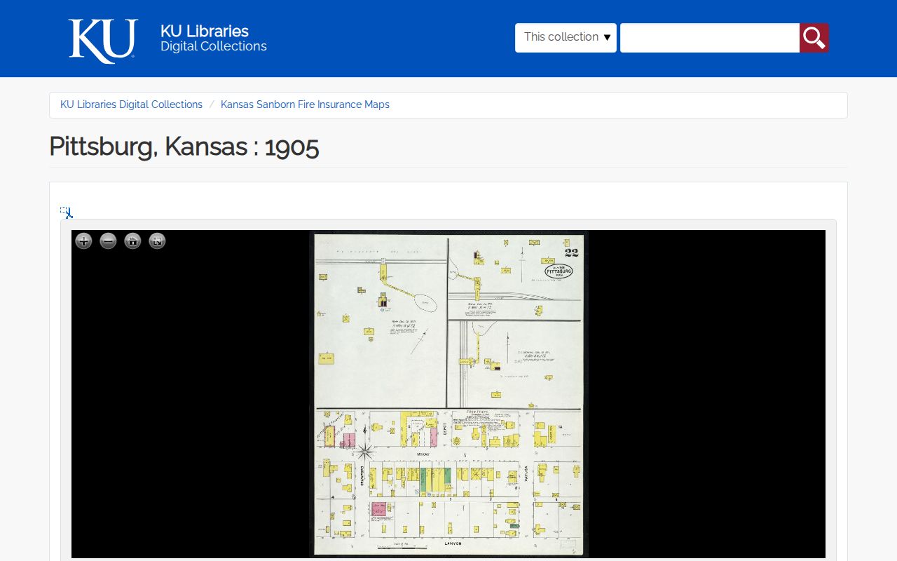 Digitized 1905 Sanborn map sheet for Pittsburg Kansas