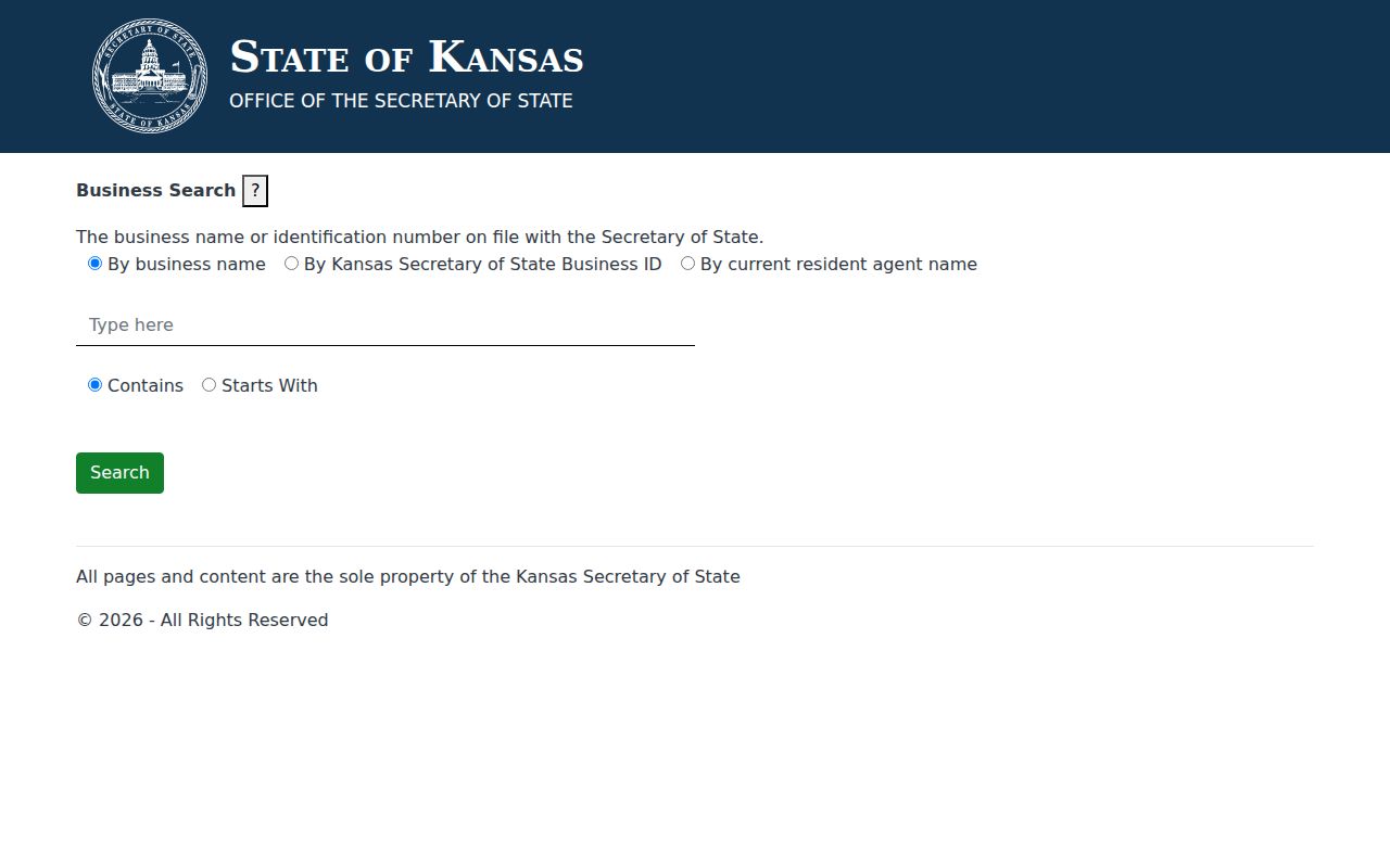 Kansas business entity search for a Pittsburg resident agent