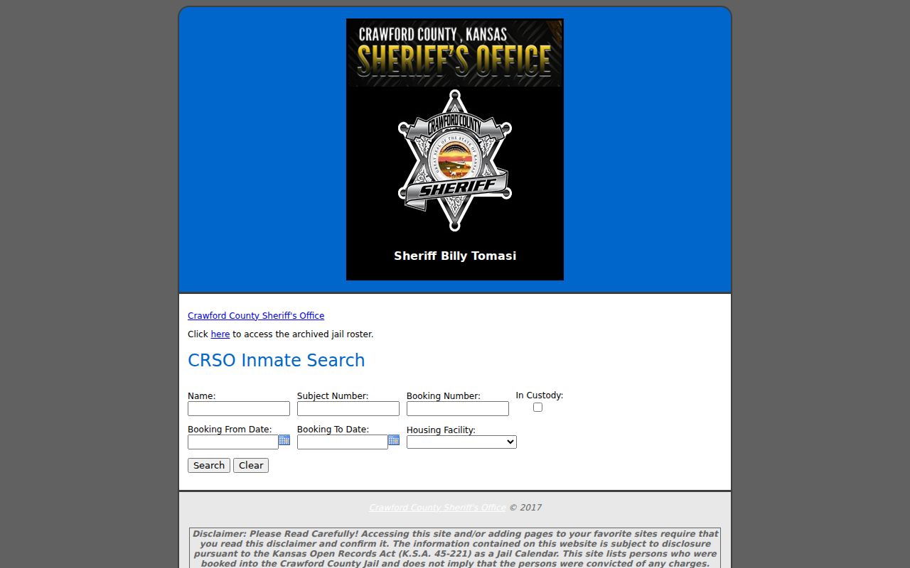 Crawford County inmate inquiry search for Pittsburg resident records
