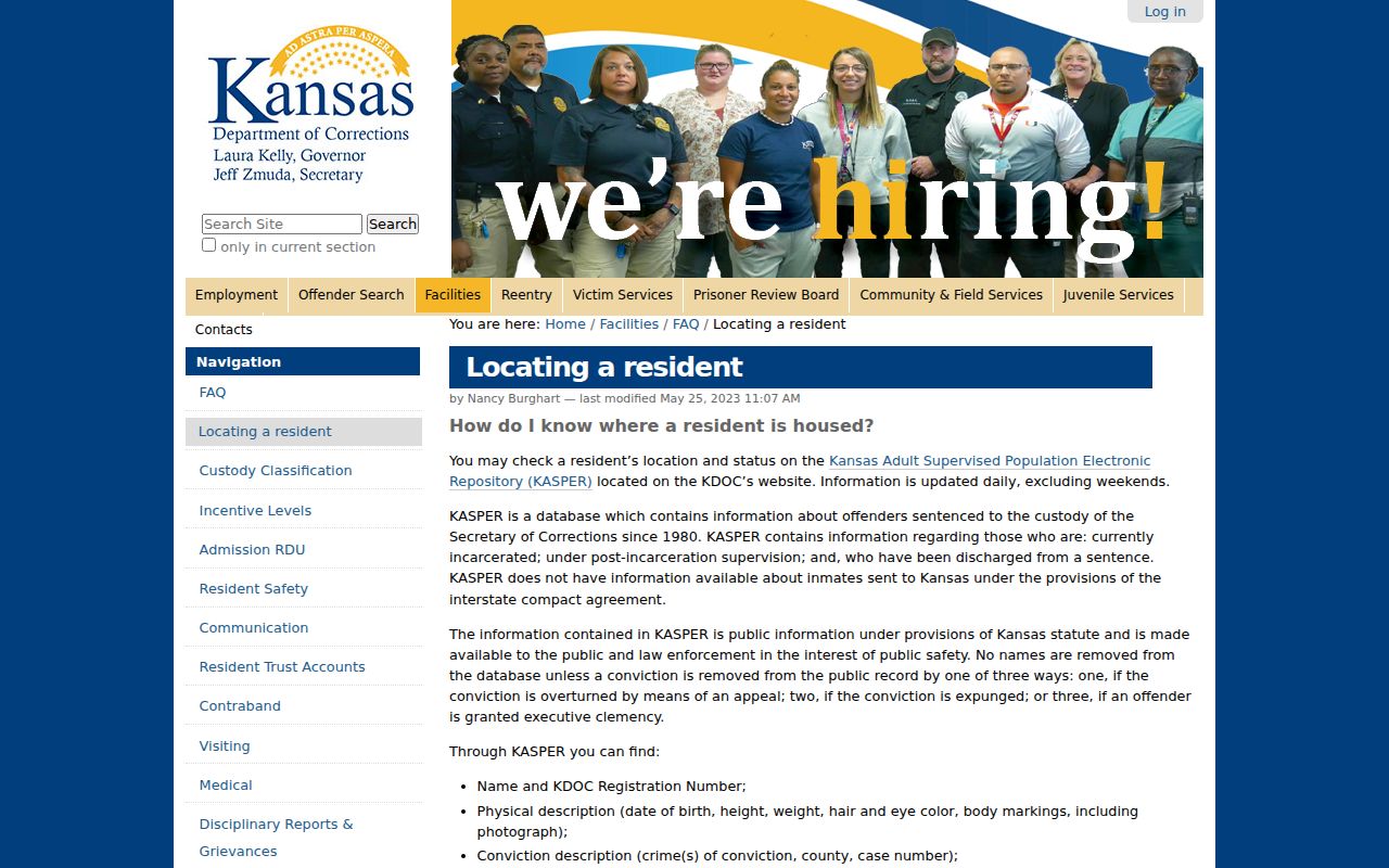 Kansas inmate locator guidance for a Pittsburg resident lookup