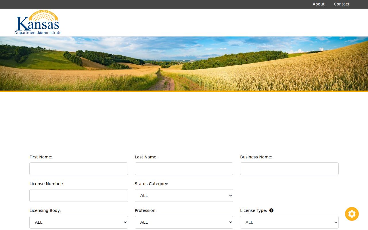 Kansas professional license fields used to verify a Pittsburg name