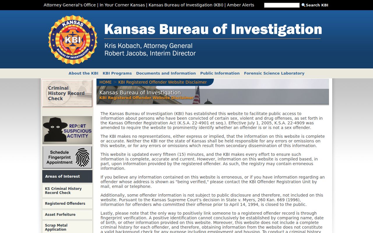 Kansas registered offender search caution for Pittsburg records